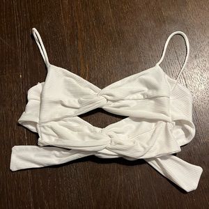 UO white crisscross cut-out crop top Small